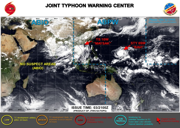 JTWC IS ISSUING 6 HOURLY WARNINGS AND 3 HOURLY SATELLITE BULLETINS ON 09W AND 10W