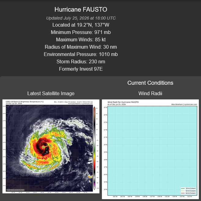 WESTERN PACIFIC: Typhoon 11W(NOUL) CAT 2 US making landfall East of HONG KONG/HU 06E(FAUSTO) CAT 2 /TS 07E(GENEVIEVE) forecast to peak at CAT 4 by 72 hours/Invest 93B//25@2130 UTC 
