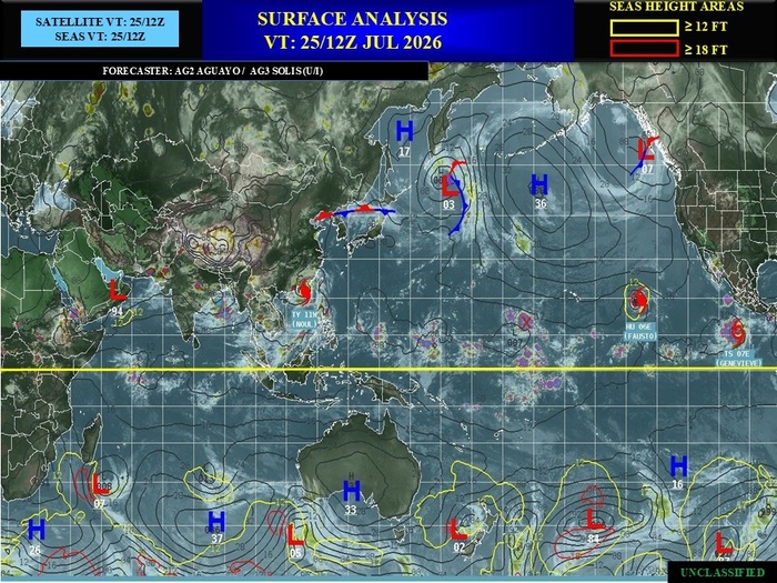 WESTERN PACIFIC: Typhoon 11W(NOUL) CAT 2 US making landfall East of HONG KONG/HU 06E(FAUSTO) CAT 2 /TS 07E(GENEVIEVE) forecast to peak at CAT 4 by 72 hours/Invest 93B//25@2130 UTC 