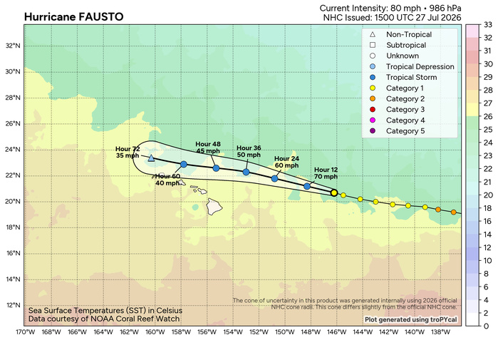 WESTERN PACIFIC: TS 12W(DOLPHIN) forecast to reach Typhoon Intensity within 24 hours and be a Super Typhoon by 60 hours/EASTERN PACIFIC: Hurricane 07E(GENEVIEVE) Extreme Rapid Intensification from CAT 1 US to CAT 5 in 24 hours/27@1630 UTC
