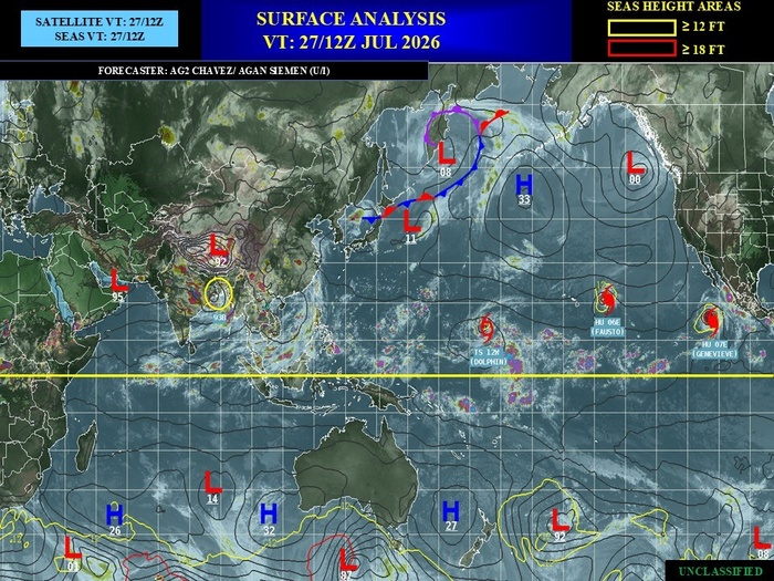 WESTERN PACIFIC: TS 12W(DOLPHIN) forecast to reach Typhoon Intensity within 24 hours and be a Super Typhoon by 60 hours/EASTERN PACIFIC: Hurricane 07E(GENEVIEVE) Extreme Rapid Intensification from CAT 1 US to CAT 5 in 24 hours/27@1630 UTC WESTERN PACIFIC: TS 12W(DOLPHIN) forecast to reach Typhoon Intensity within 24 hours and be a Super Typhoon by 60 hours/EASTERN PACIFIC: Hurricane 07E(GENEVIEVE) Extreme Rapid Intensification from CAT 1 US to CAT 5 in 24 hours/27@1630 UTC
