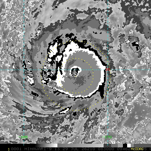 WESTERN PACIFIC: TY 12W(DOLPHIN) CAT 4 US, an ERC momentarily stopped a stunning ERI event of 80kt/24h,CAT 5 forecast within 24h/EASTERN PACIFIC: HU 07E(GENEVIEVE) still powerful//29@1130 UTC