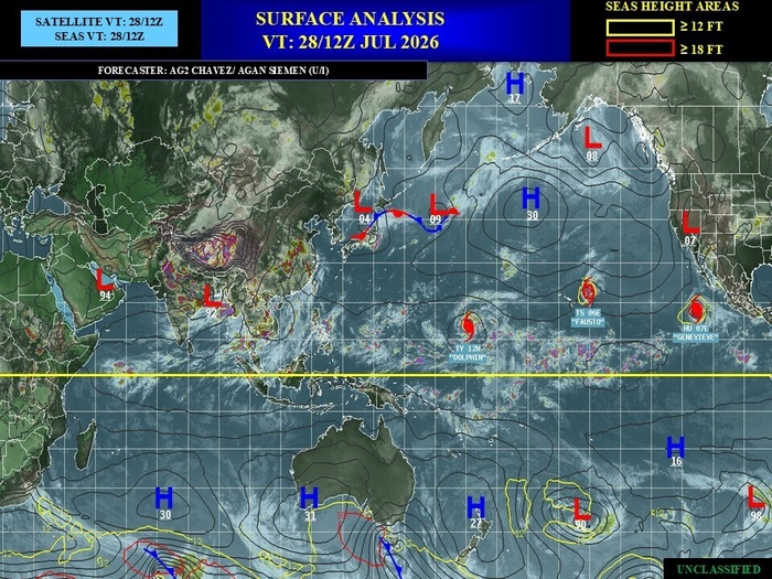 WESTERN PACIFIC: TY 12W(DOLPHIN) CAT 4 US, an ERC momentarily stopped a stunning ERI event of 80kt/24h,CAT 5 forecast within 24h/EASTERN PACIFIC: HU 07E(GENEVIEVE) still powerful//29@1130 UTC
