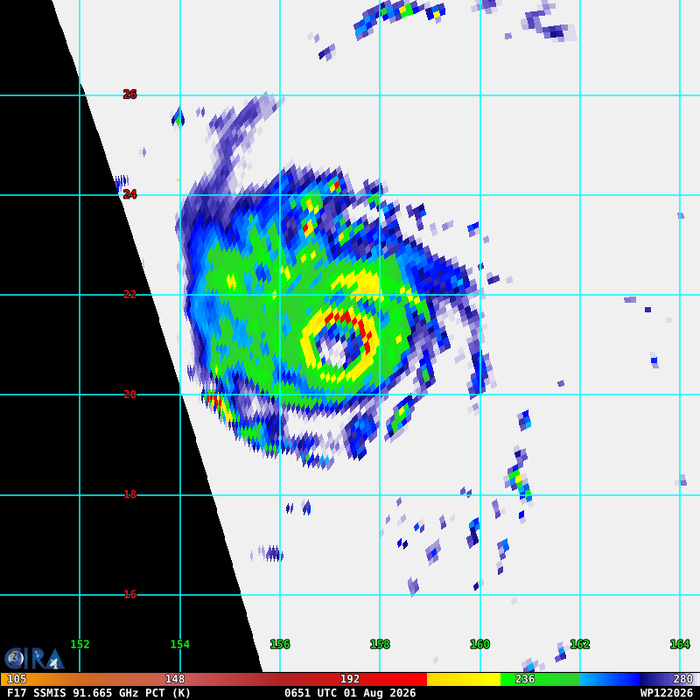 WESTERN PACIFIC: TY 12W(DOLPHIN) 3rd ERC near completion,still powerful CAT 4 US/EASTERN PACIFIC: 07E(GENEVIEVE) nicely depicted by SAR//01@1000 UTC