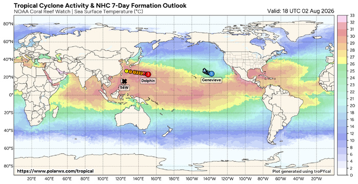 WESTERN PACIFIC: TY 12W(DOLPHIN) CAT 3 US, 4th ERC /Invest 94W/EASTERN PACIFIC: TS 07E(GENEVIEVE) //02@1830 UTC