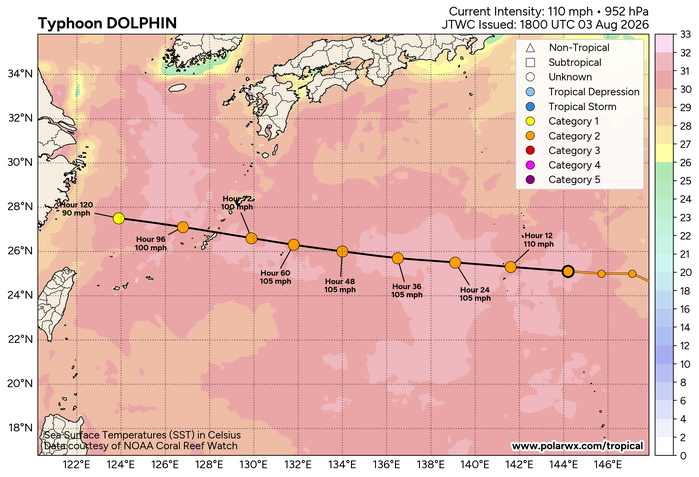WESTERN PACIFIC: TY 12W(DOLPHIN) CAT 2 US, 4th ERC failed to complete, tracking close to IWO TO island within 12 hours/Invest 94W//03@2230 UTC