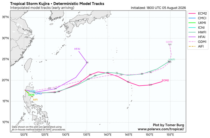 WESTERN PACIFIC: TY 12W(DOLPHIN) down from CAT4 US to CAT 1 in 36h, gradually approaching OKINAWA/TS 13W(KUJIRA)/Invest 96W//05@2200 UTC