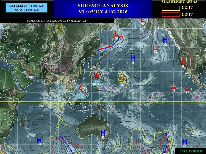 WESTERN PACIFIC: TY 12W(DOLPHIN) down from CAT4 US to CAT 1 in 36h, gradually approaching OKINAWA/TS 13W(KUJIRA)/Invest 96W//05@2200 UTC
