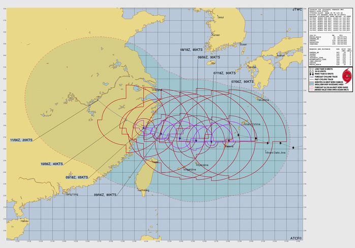 WESTERN PACIFIC: TY 12W(DOLPHIN) CAT 2 US, the pinhole eye scrapes the coast of NW OKINAWA,landfall in CHINA forecast in approx 60h/TS 14W(CHAN HOM)/Invests 97W & 98W//07@1030 UTC