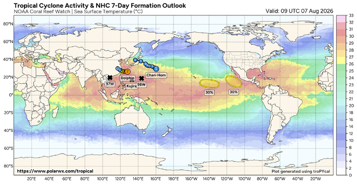 WESTERN PACIFIC: TY 12W(DOLPHIN) CAT 2 US, the pinhole eye scrapes the coast of NW OKINAWA,landfall in CHINA forecast in approx 60h/TS 14W(CHAN HOM)/Invests 97W & 98W//07@1030 UTC WESTERN PACIFIC: TY 12W(DOLPHIN) CAT 2 US, the pinhole eye scrapes the coast of NW OKINAWA,landfall in CHINA forecast in approx 60h/TS 14W(CHAN HOM)/Invests 97W & 98W//07@1030 UTC