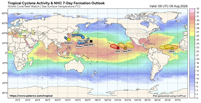 WESTERN PACIFIC: TY 12W(DOLPHIN) CAT 1 US landfall south of TAIZHOU/CHINA/TS 14W(CHAN-HOM)/TS 13W(PEILOU)/TCFA for Invest 98W//09@1030 UTC