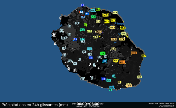 Pluies: plus de 300mm en 48 heures à la REUNION//11/08/26