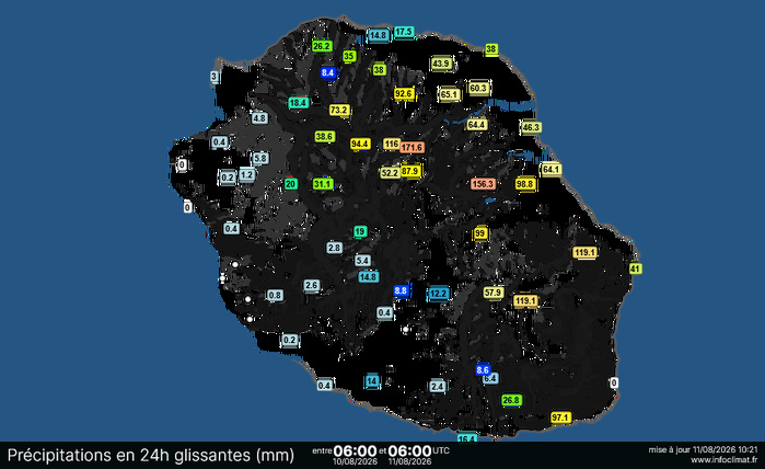 Pluies: plus de 300mm en 48 heures à la REUNION//11/08/26