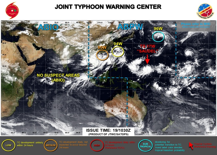 JTWC IS ISSUING 6 HOURLY WARNINGS AND 3 HOURLY SATELLITE BULLETINS ON 17W. 3 HOURLY SATELLITE BULLETINS ARE ISSUED ON 01C AND 96W
