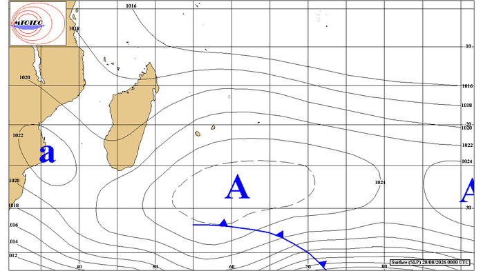 REUNION: données climatologiques du 20/08/2026 REUNION: données climatologiques du 20/08/2026