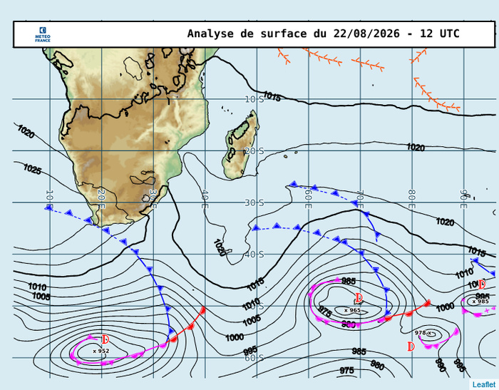 REUNION: données climatologiques du 22/08/2026