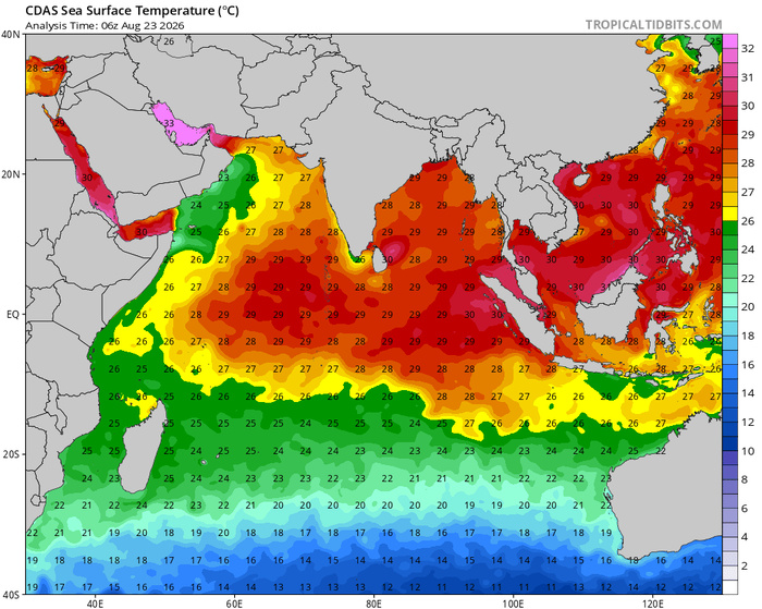 MAURICE: données climatologiques du 23/08/2026 