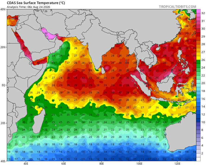 MAURICE: données climatologiques du 24/08/2026