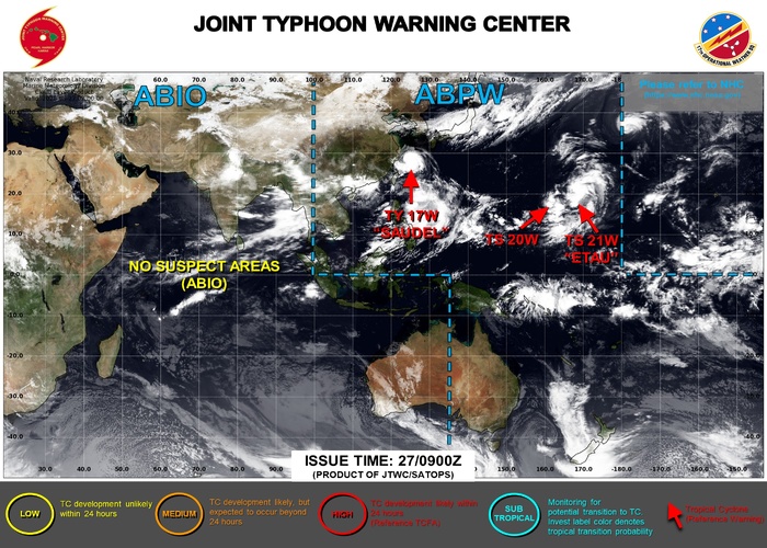 JTWC IS ISSUING 6 HOURLY WARNINGS AND 3 HOURLY SATELLITE BULLETINS ON 17W,20W AND 21W. 3 HOURLY SATELLITE BULLETINS ARE ISSUED ON 01C JTWC IS ISSUING 6 HOURLY WARNINGS AND 3 HOURLY SATELLITE BULLETINS ON 17W,20W AND 21W. 3 HOURLY SATELLITE BULLETINS ARE ISSUED ON 01C