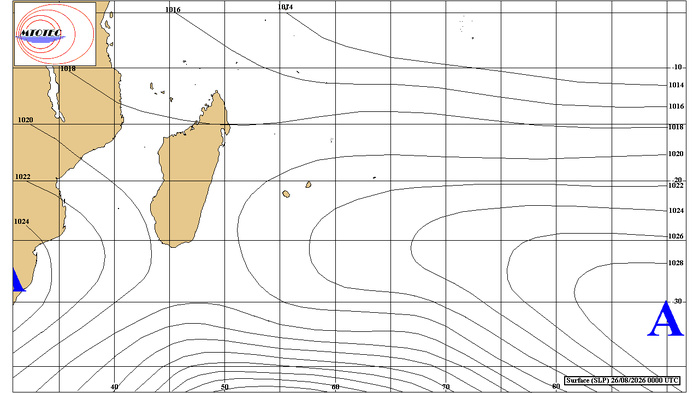 ILES SOEURS: Maurice/Réunion/Rodrigues/Agaléga/Tromelin: relevés climatologiques du 26/08/26