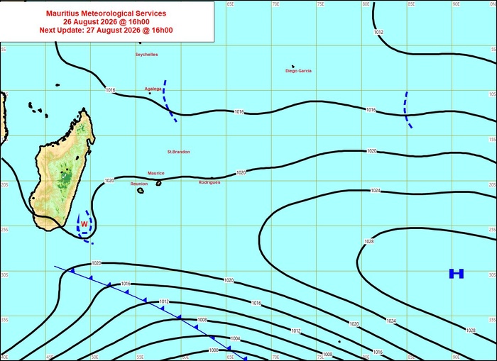 ILES SOEURS: Maurice/Réunion/Rodrigues/Agaléga/Tromelin: relevés climatologiques du 26/08/26 ILES SOEURS: Maurice/Réunion/Rodrigues/Agaléga/Tromelin: relevés climatologiques du 26/08/26