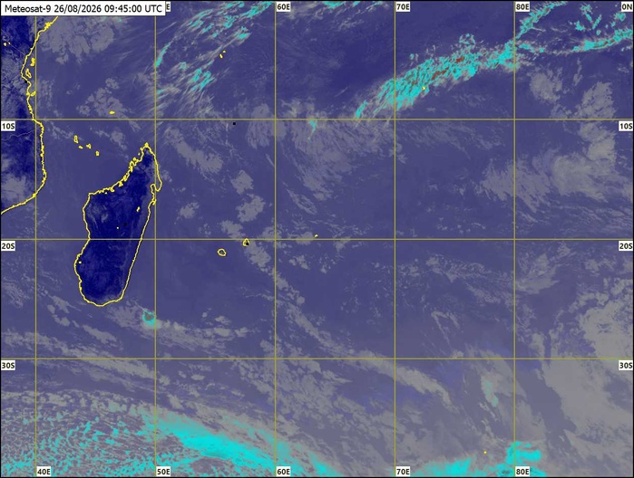 ILES SOEURS: Maurice/Réunion/Rodrigues/Agaléga/Tromelin: relevés climatologiques du 26/08/26