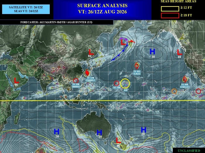 ILES SOEURS: Maurice/Réunion/Rodrigues/Agaléga/Tromelin: relevés climatologiques du 26/08/26