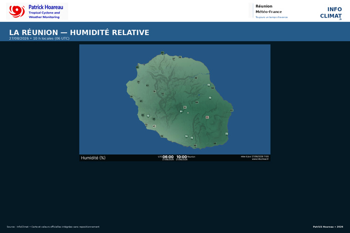 ILES SOEURS: Maurice/Réunion/Rodrigues/Agaléga/Tromelin: relevés climatologiques du 27/08/26 ILES SOEURS: Maurice/Réunion/Rodrigues/Agaléga/Tromelin: relevés climatologiques du 27/08/26
