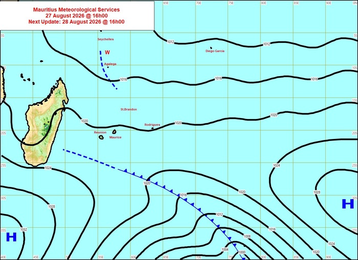 ILES SOEURS: Maurice/Réunion/Rodrigues/Agaléga/Tromelin: relevés climatologiques du 27/08/26