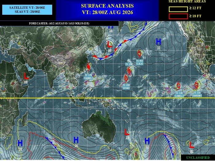 ILES SOEURS: Maurice/Réunion/Rodrigues/Agaléga/Tromelin: relevés climatologiques du 28/08/26