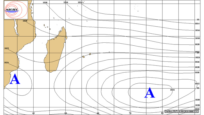 ILES SOEURS: Maurice/Réunion/Rodrigues/Agaléga/Tromelin: relevés climatologiques du 01/09/26 ILES SOEURS: Maurice/Réunion/Rodrigues/Agaléga/Tromelin: relevés climatologiques du 01/09/26
