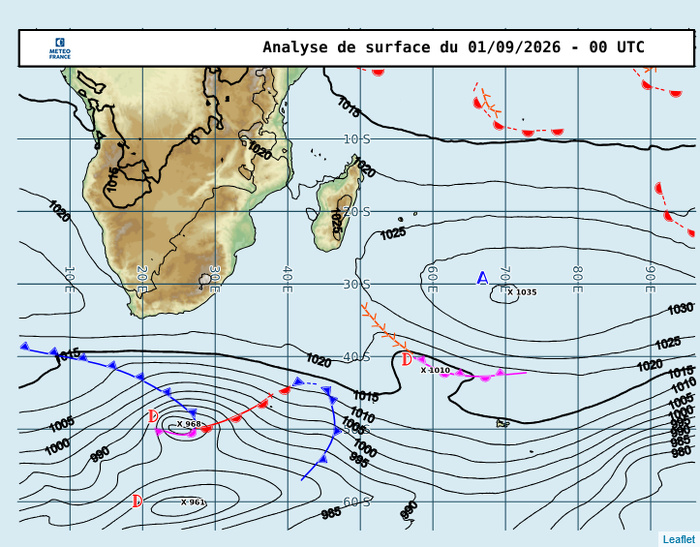 ILES SOEURS: Maurice/Réunion/Rodrigues/Agaléga/Tromelin: relevés climatologiques du 01/09/26