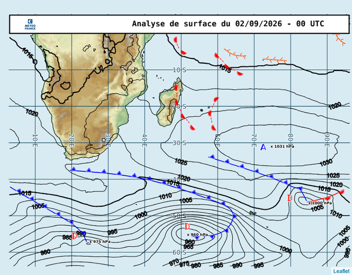 ILES SOEURS: Maurice/Réunion/Rodrigues/Agaléga/Tromelin: relevés climatologiques du 02/09/26