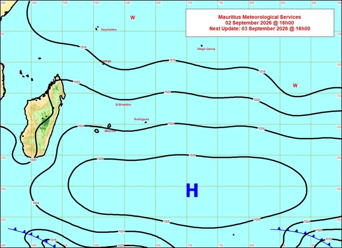 ILES SOEURS: Maurice/Réunion/Rodrigues/Agaléga/Tromelin: relevés climatologiques du 02/09/26