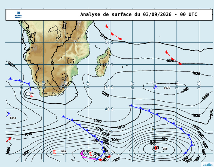 ILES SOEURS: Maurice/Réunion/Rodrigues/Agaléga/Tromelin: relevés climatologiques du 03/09/26