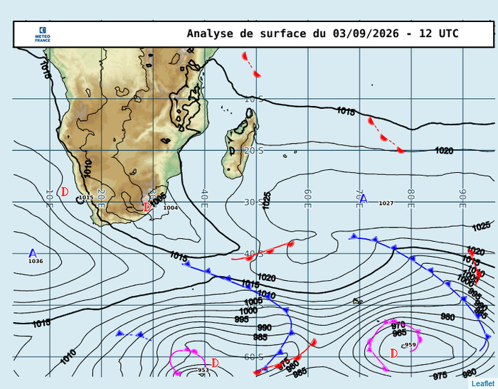 ILES SOEURS: Maurice/Réunion/Rodrigues/Agaléga/Tromelin: relevés climatologiques du 03/09/26