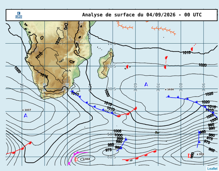 ILES SOEURS: Maurice/Réunion/Rodrigues/Agaléga/Tromelin: relevés climatologiques du 04/09/26 ILES SOEURS: Maurice/Réunion/Rodrigues/Agaléga/Tromelin: relevés climatologiques du 04/09/26