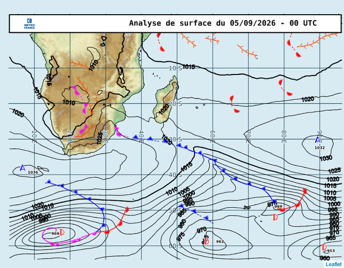 ILES SOEURS: Maurice/Réunion/Rodrigues/Agaléga/Tromelin: relevés climatologiques du 05/09/26