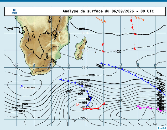 ILES SOEURS: Maurice/Réunion/Rodrigues/Agaléga/Tromelin: relevés climatologiques du 06/09/26