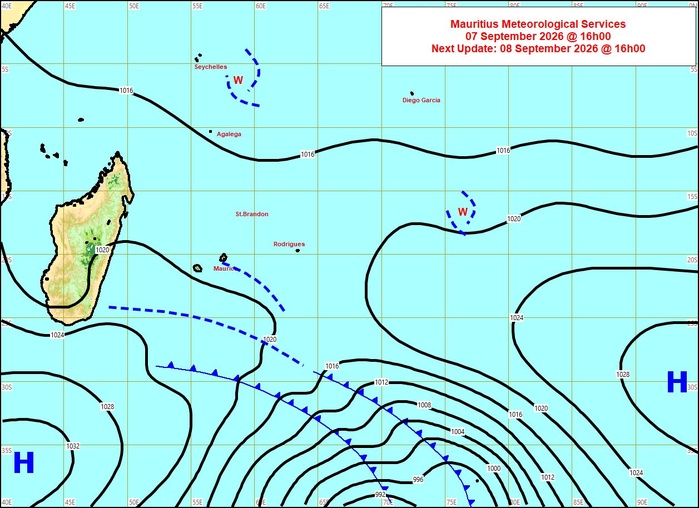 ILES SOEURS: Maurice/Réunion/Rodrigues/Agaléga/Tromelin: relevés climatologiques du 07/09/26