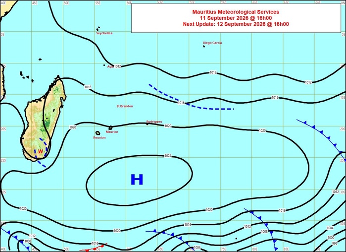 ILES SOEURS: Maurice/Réunion/Rodrigues/Agaléga/Tromelin: relevés climatologiques du 11/09/26