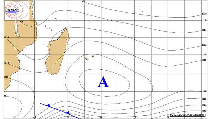 ILES SOEURS: Maurice/Réunion/Rodrigues/Agaléga/Tromelin: relevés climatologiques du 12/09/26