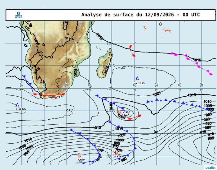 ILES SOEURS: Maurice/Réunion/Rodrigues/Agaléga/Tromelin: relevés climatologiques du 12/09/26