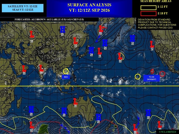 ILES SOEURS: Maurice/Réunion/Rodrigues/Agaléga/Tromelin: relevés climatologiques du 12/09/26