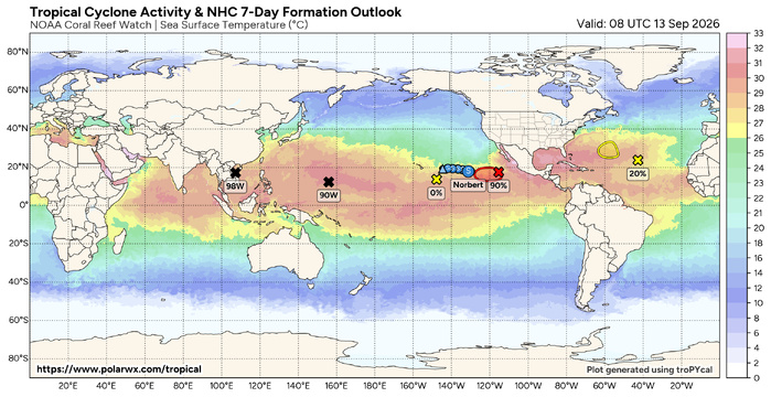 ILES SOEURS: Maurice/Réunion/Rodrigues/Agaléga/Tromelin: relevés & analyses climatologiques du 13/09/26