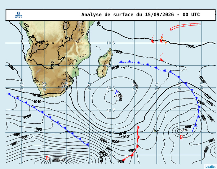 ILES SOEURS: Maurice/Réunion/Rodrigues/Agaléga/Tromelin: relevés & analyses climatologiques du 15/09/26