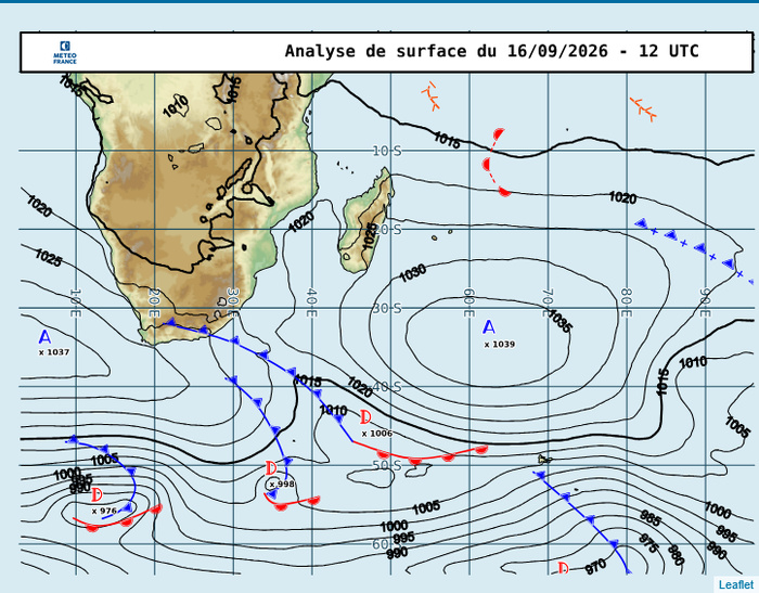 ILES SOEURS: Maurice/Réunion/Rodrigues/Agaléga/Tromelin: relevés & analyses climatologiques du 16/09/26