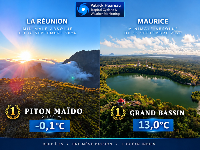 ILES SOEURS: Maurice/Réunion/Rodrigues/Agaléga/Tromelin: relevés & analyses climatologiques du 16/09/26