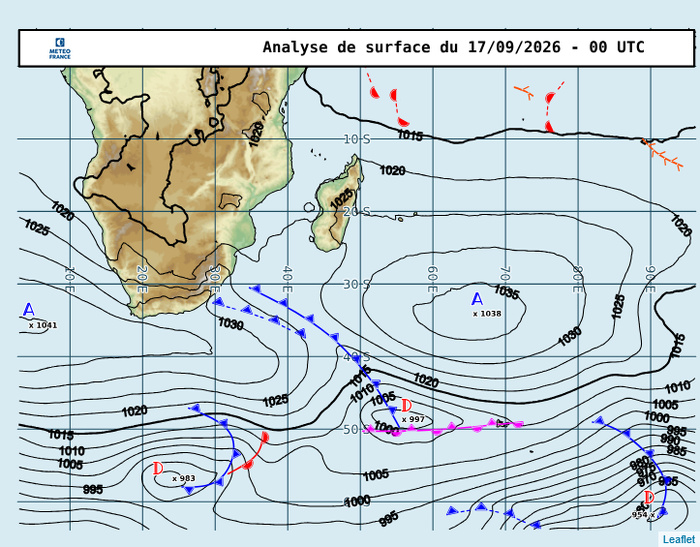 ILES SOEURS: Maurice/Réunion/Rodrigues/Agaléga/Tromelin: relevés & analyses climatologiques du 17/09/26