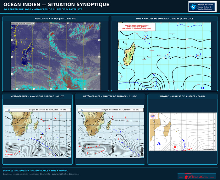 ILES SOEURS: Maurice/Réunion: tendances météo des prochaines 36h , 24/09/2026